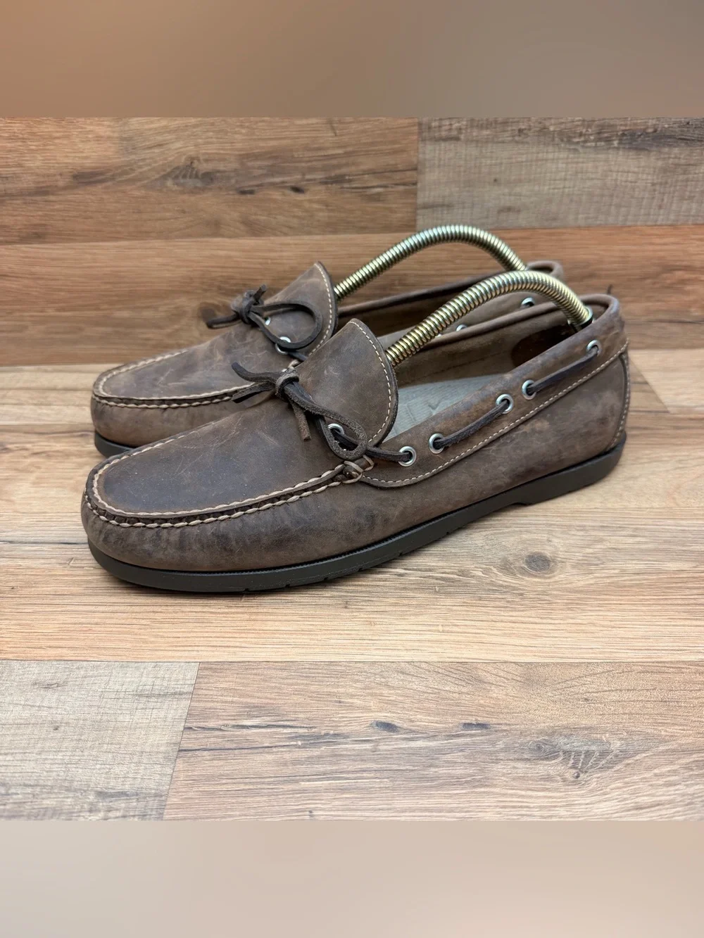 LL Bean Men's size 9.5D Brown Leather Moccasin Driving Loafers